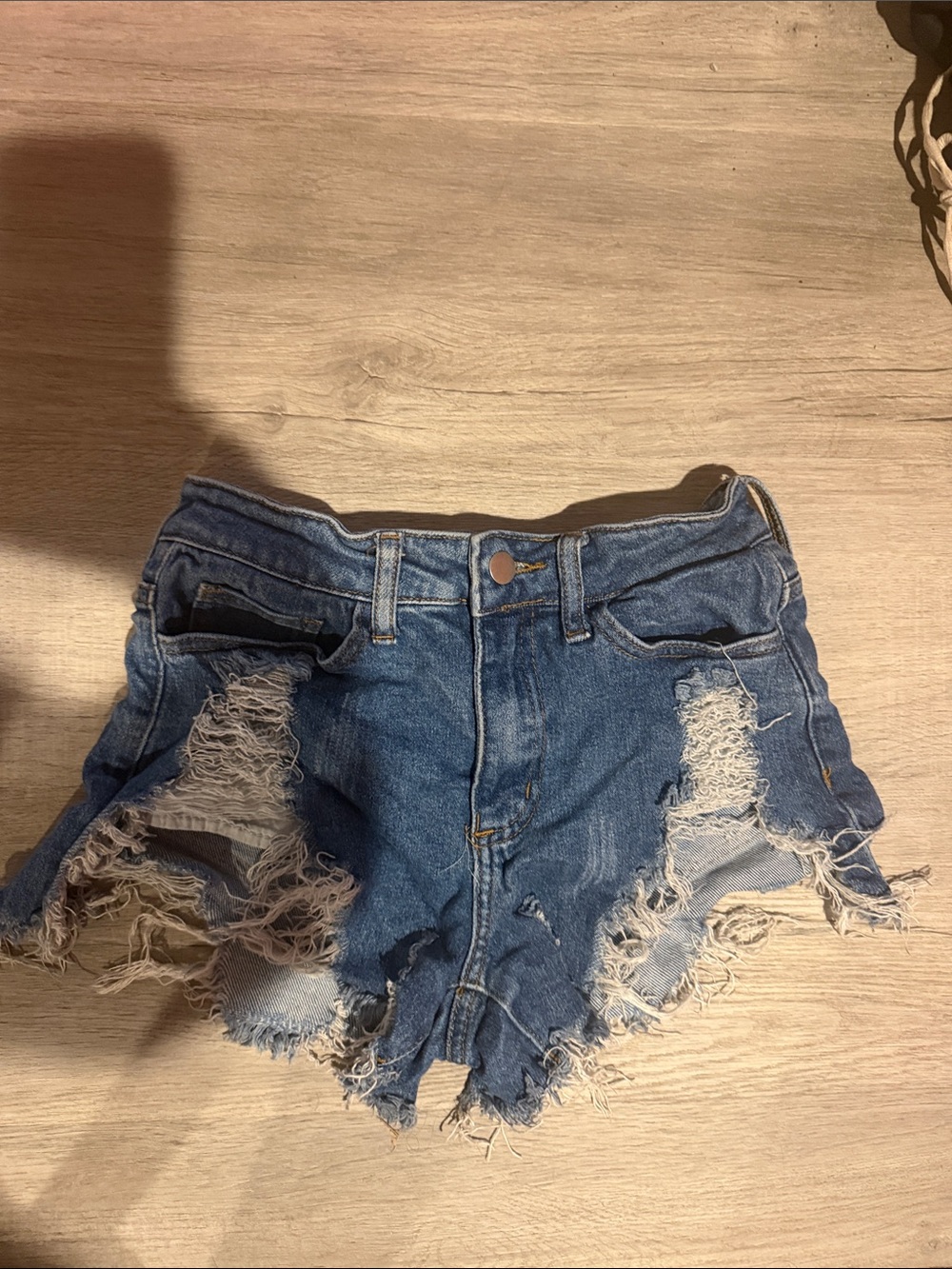 Fashion Nova Distressed Blue Denim Cutoff Shorts